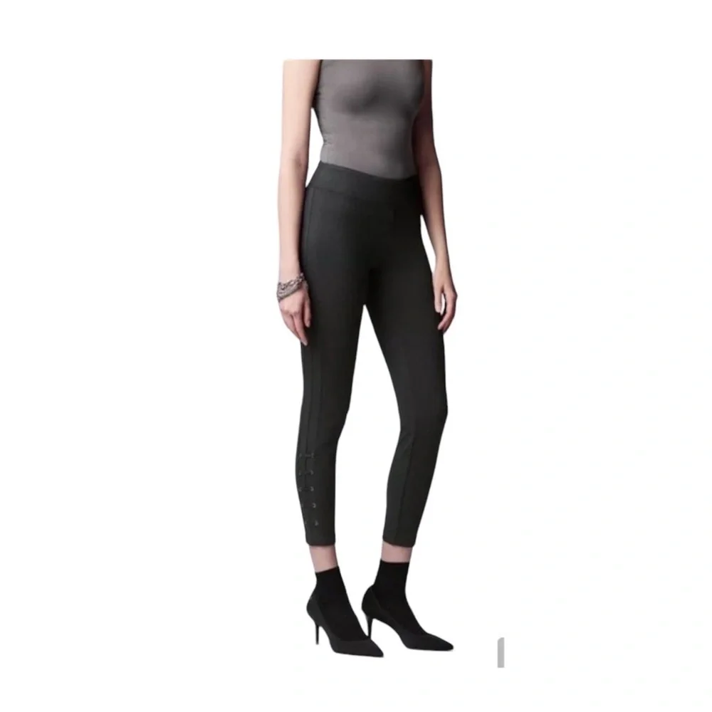 Simply Vera Wang Womens Black High Rise Knit Lace Up Leggings Plus Sz XXL New
